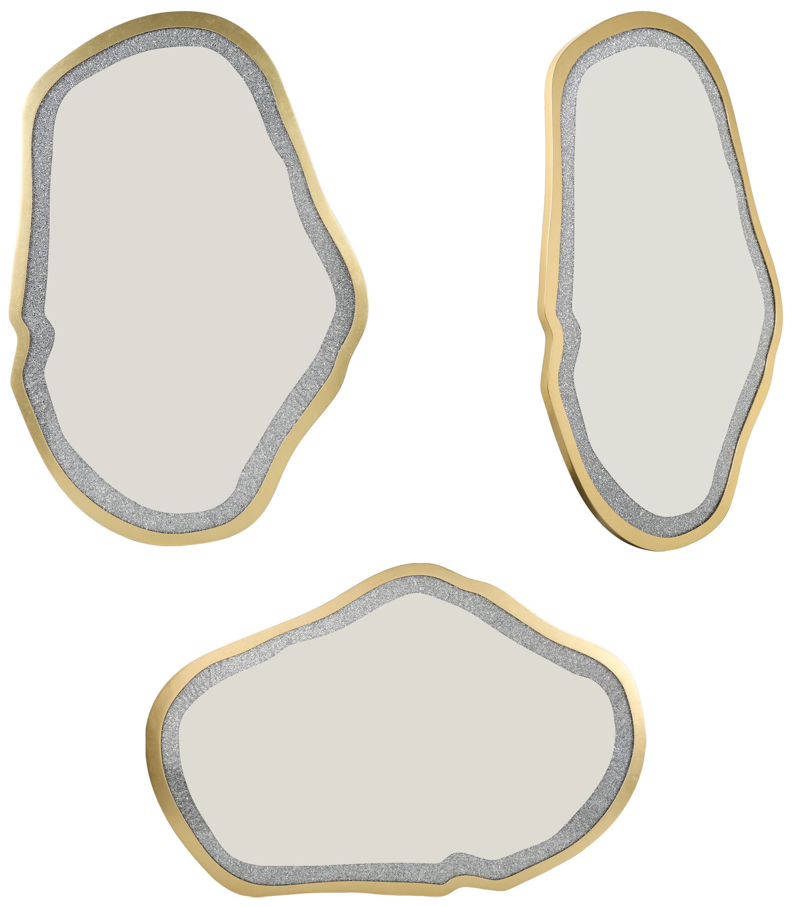 Image 3 Edgelux 31.9" x 47.2" Gold Silver Diamond Decorative Irregular Wall Mirror more views