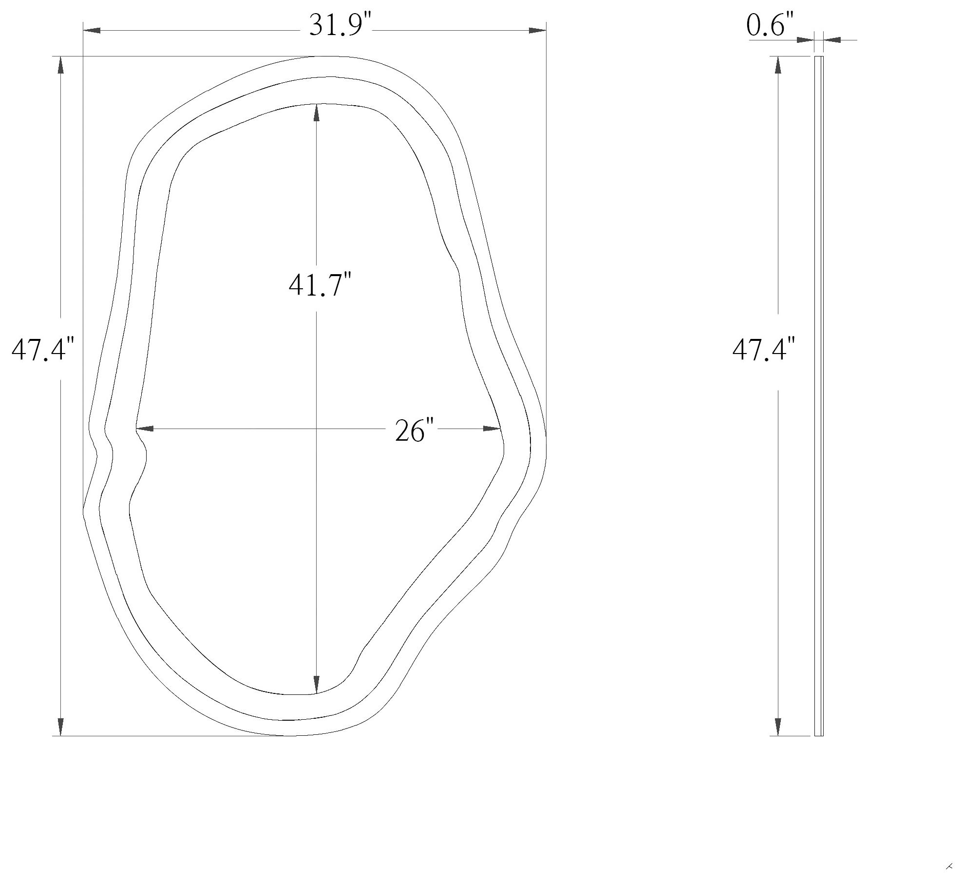 Image 2 Edgelux 31.9" x 47.2" Silver Diamond Decorative Irregular Wall Mirror more views
