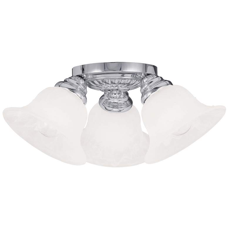 Image 1 Edgemont 14.75-in W Chrome Alabaster Glass Semi-Flush Mount Light