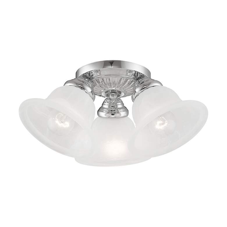 Image 3 Edgemont 14.75-in W Chrome Alabaster Glass Semi-Flush Mount Light more views