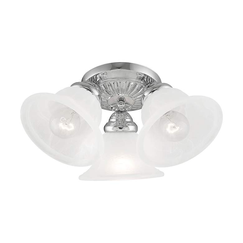 Image 4 Edgemont 14.75-in W Chrome Alabaster Glass Semi-Flush Mount Light more views
