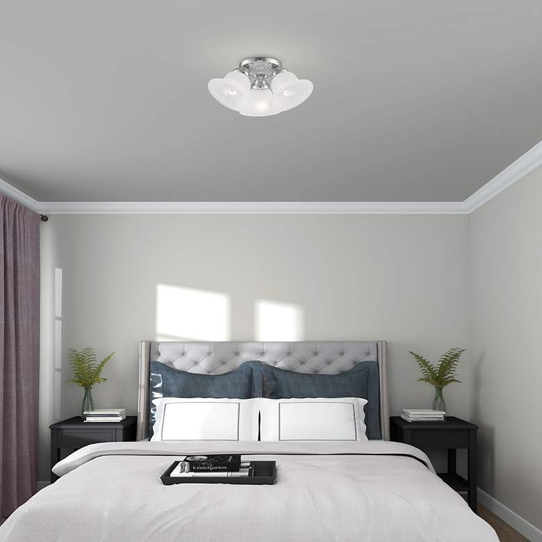 Image 5 Edgemont 14.75-in W Chrome Alabaster Glass Semi-Flush Mount Light more views