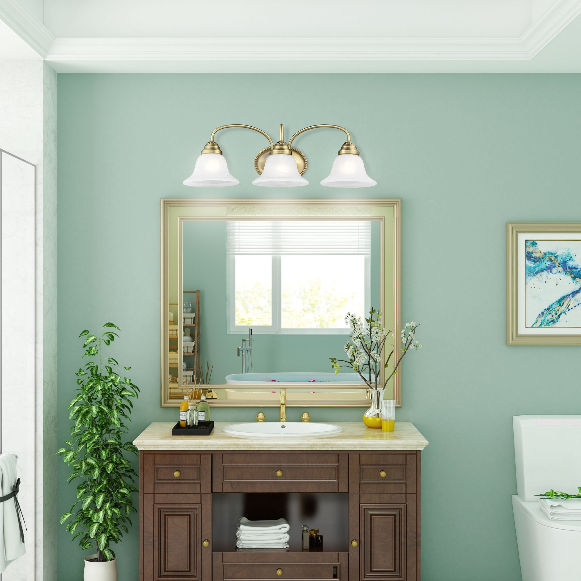 Edgemont 23 1/2" Wide Antique Brass 3-Light Bath Light