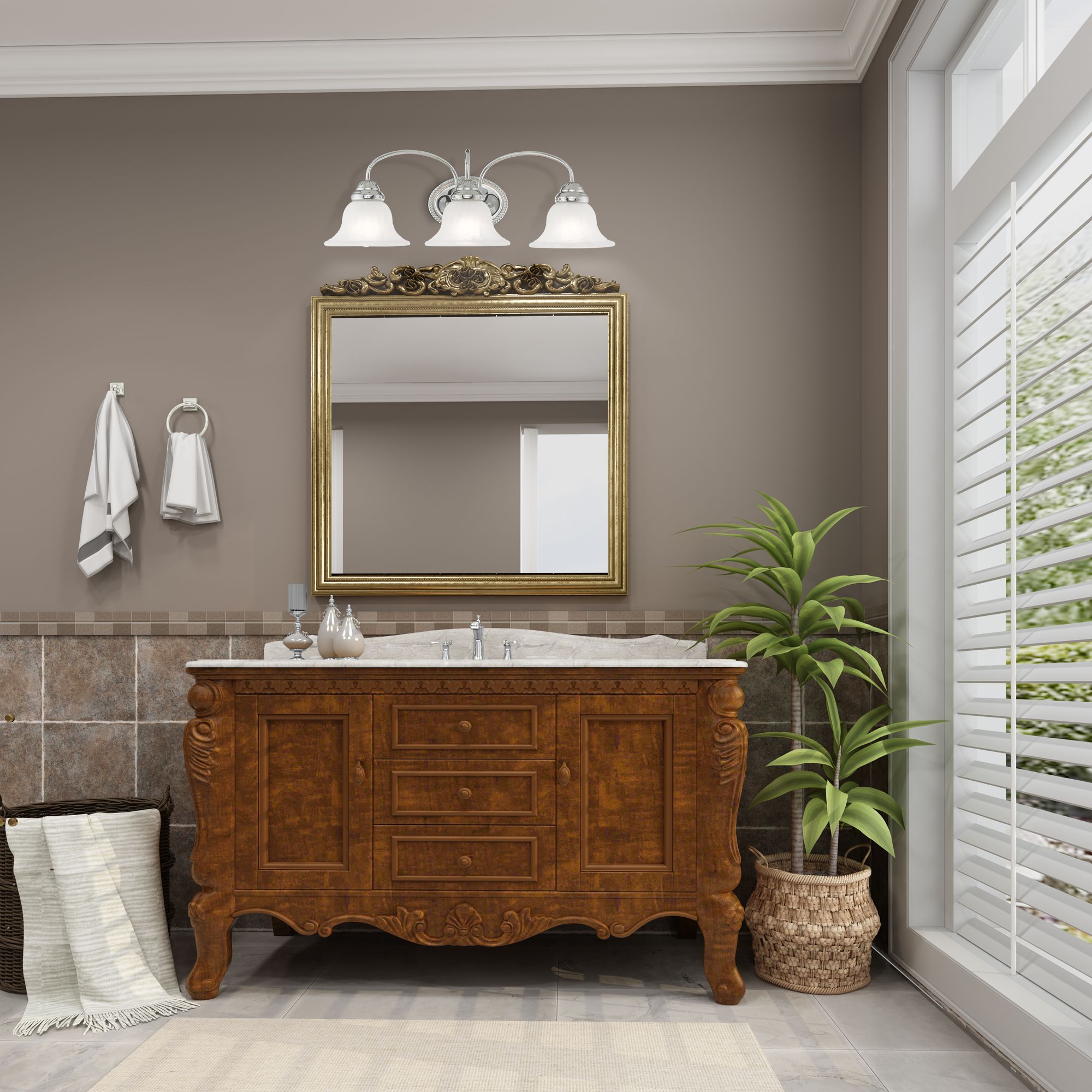 Edgemont 23 1/2" Wide Polished Chrome 3-Light Bath Light in scene