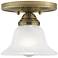 Edgemont 7-in W Antique Brass Alabaster Glass Semi-Flush Mount Light