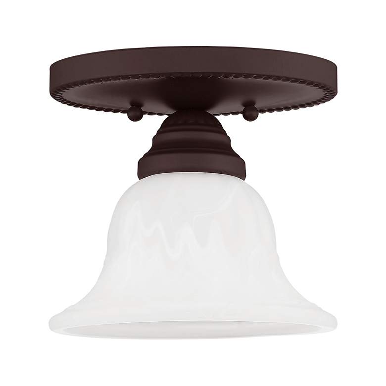 Image 3 Edgemont 7-in W Bronze Alabaster Glass Semi-Flush Mount Light more views