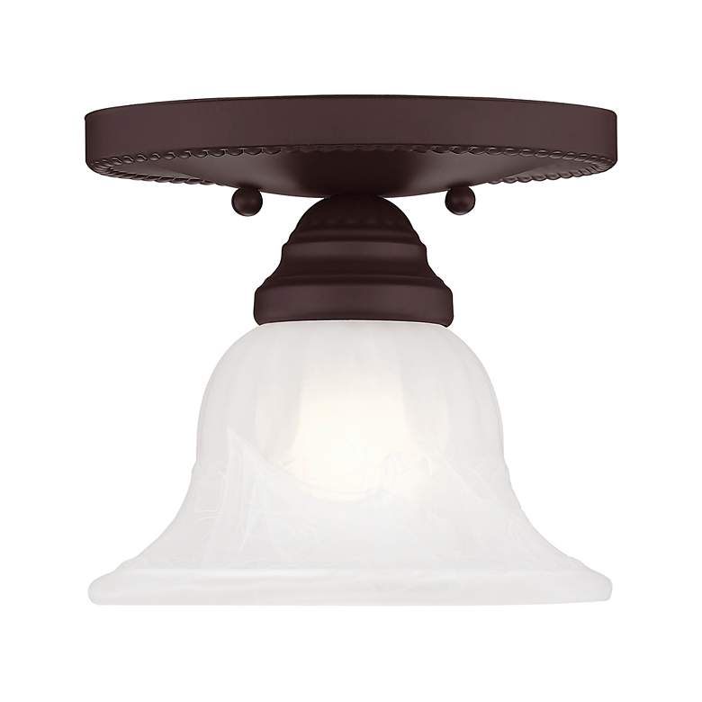 Image 4 Edgemont 7-in W Bronze Alabaster Glass Semi-Flush Mount Light more views