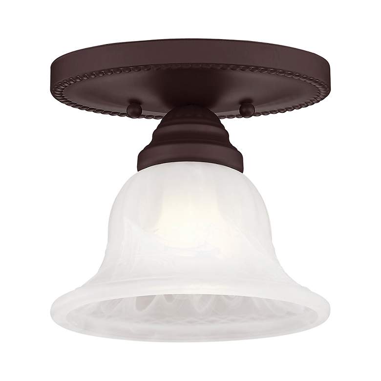 Image 5 Edgemont 7-in W Bronze Alabaster Glass Semi-Flush Mount Light more views