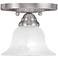 Edgemont 7-in W Brushed Nickel Alabaster Glass Semi-Flush Mount Light