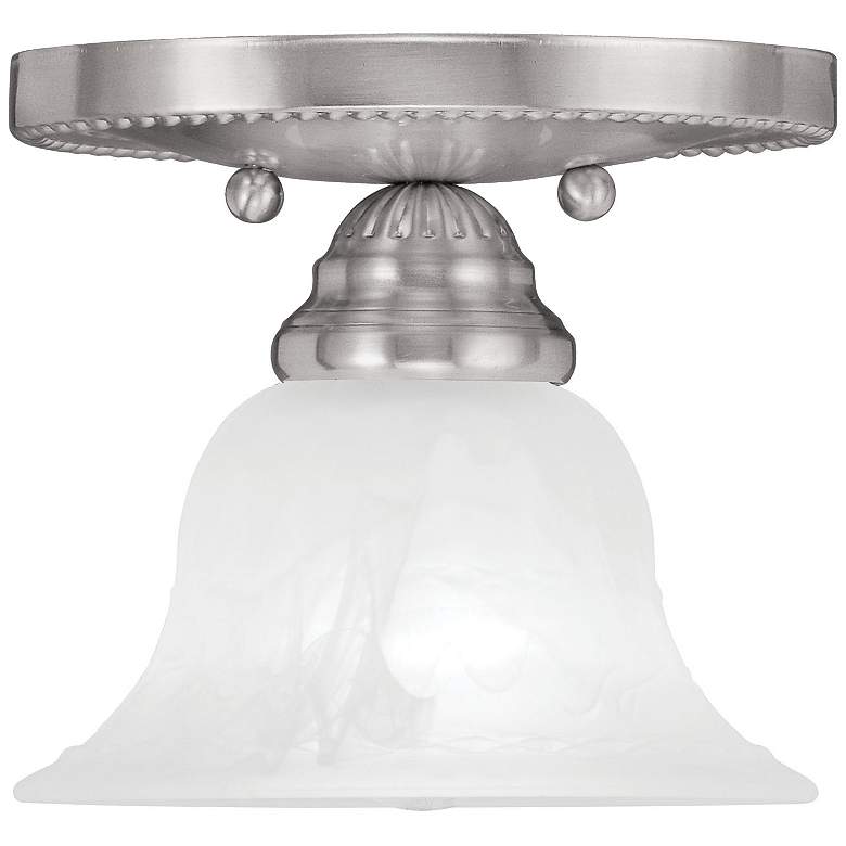Image 1 Edgemont 7-in W Brushed Nickel Alabaster Glass Semi-Flush Mount Light