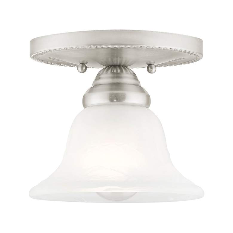 Image 3 Edgemont 7-in W Brushed Nickel Alabaster Glass Semi-Flush Mount Light more views