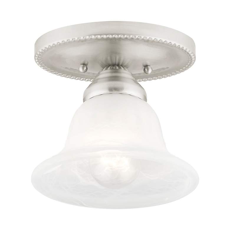 Image 4 Edgemont 7-in W Brushed Nickel Alabaster Glass Semi-Flush Mount Light more views