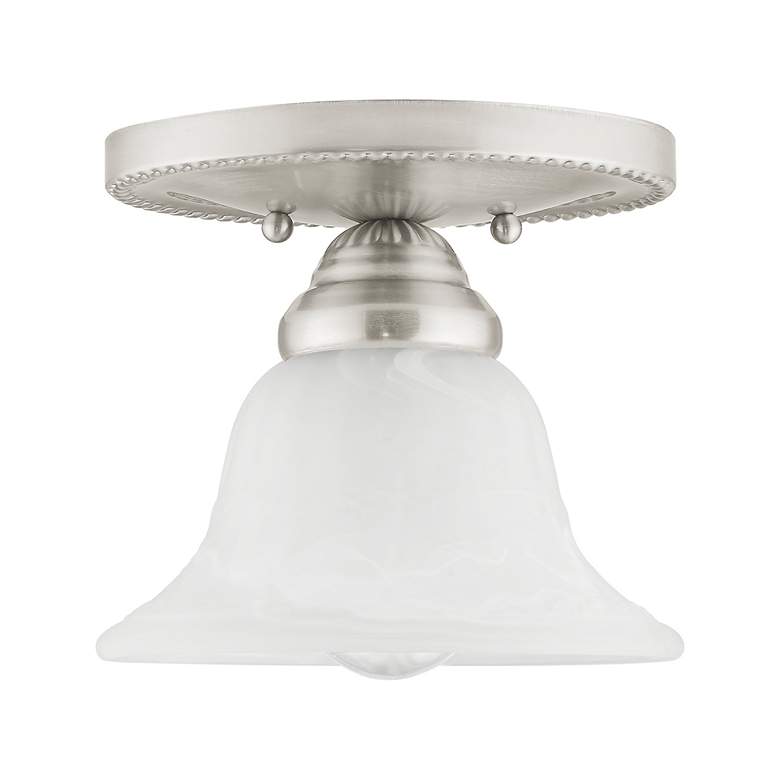 Image 7 Edgemont 7-in W Brushed Nickel Alabaster Glass Semi-Flush Mount Light more views