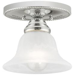 Edgemont 7-in W Chrome Alabaster Glass Semi-Flush Mount Light