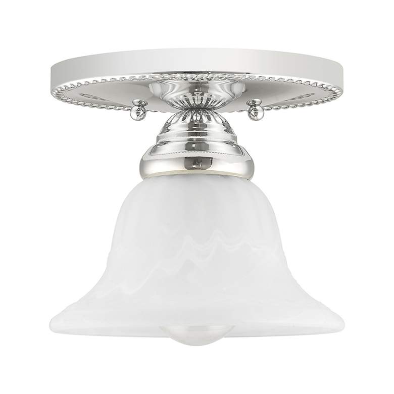 Image 3 Edgemont 7-in W Chrome Alabaster Glass Semi-Flush Mount Light more views
