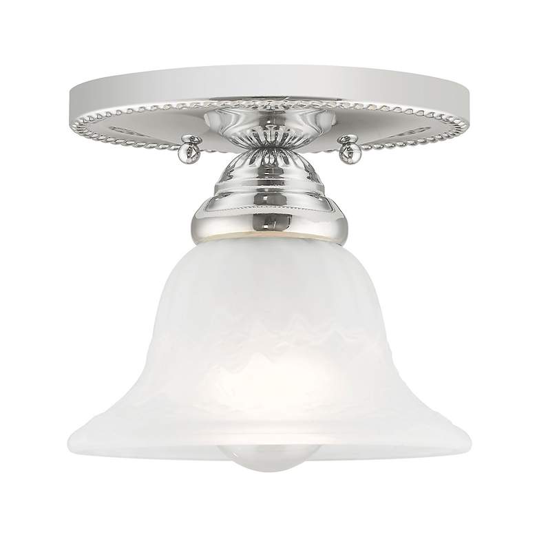 Image 4 Edgemont 7-in W Chrome Alabaster Glass Semi-Flush Mount Light more views