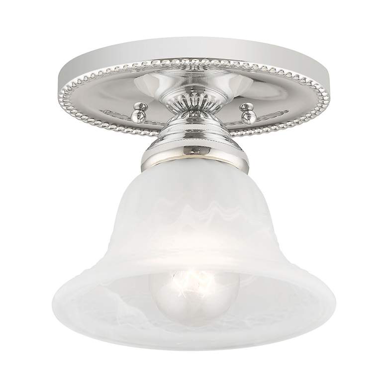 Image 5 Edgemont 7-in W Chrome Alabaster Glass Semi-Flush Mount Light more views