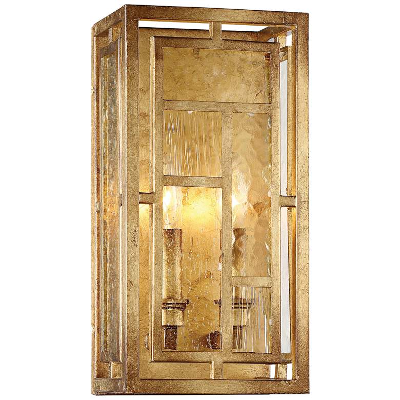 Image 1 Edgemont Park 14 inch High Pandora Gold Leaf 2-Light Wall Sconce