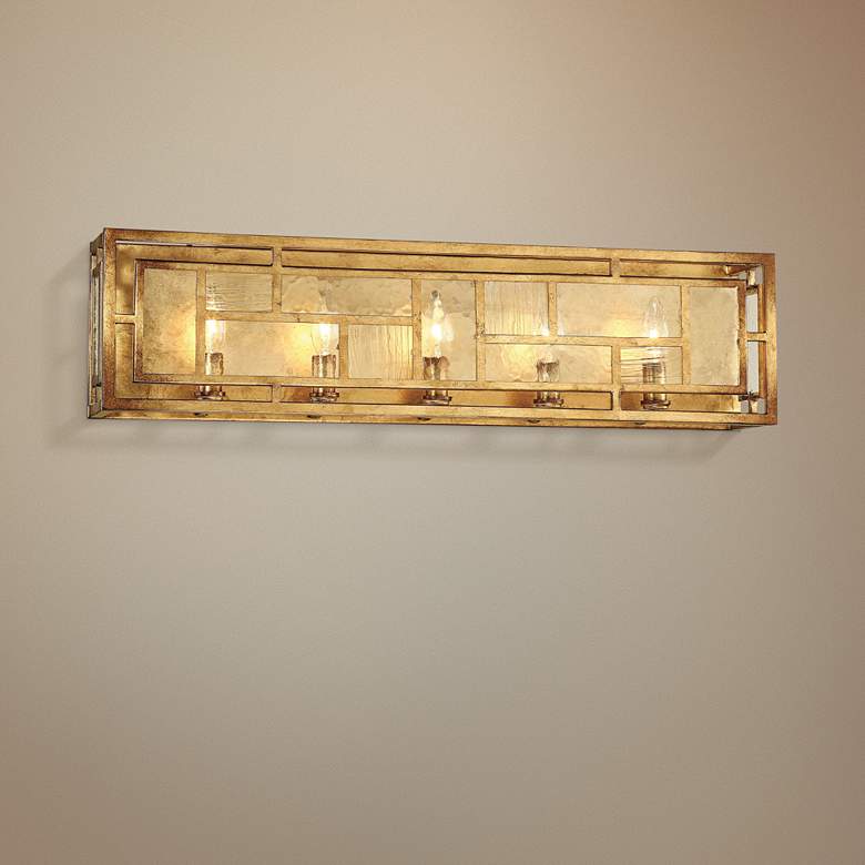 Image 1 Edgemont Park 29" Wide Pandora Gold Leaf 5-Light Bath Light