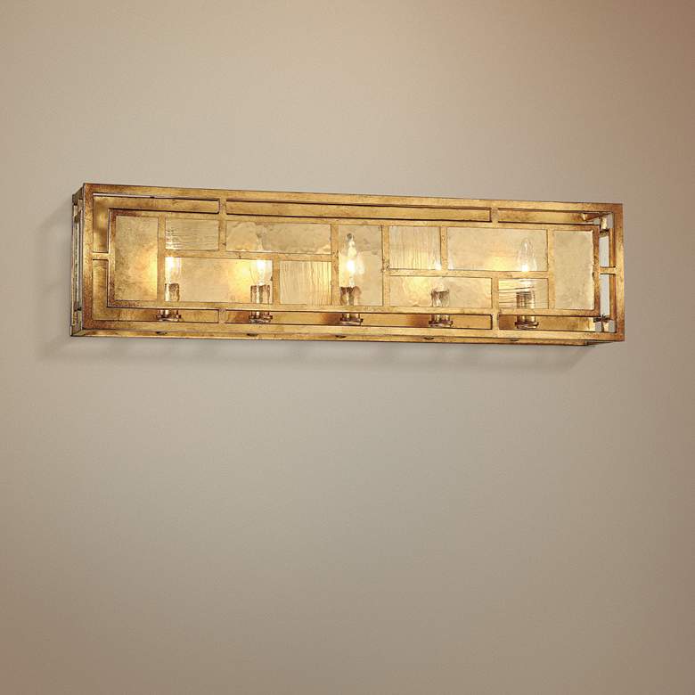 Image 1 Edgemont Park 29 inch Wide Pandora Gold Leaf 5-Light Bath Light