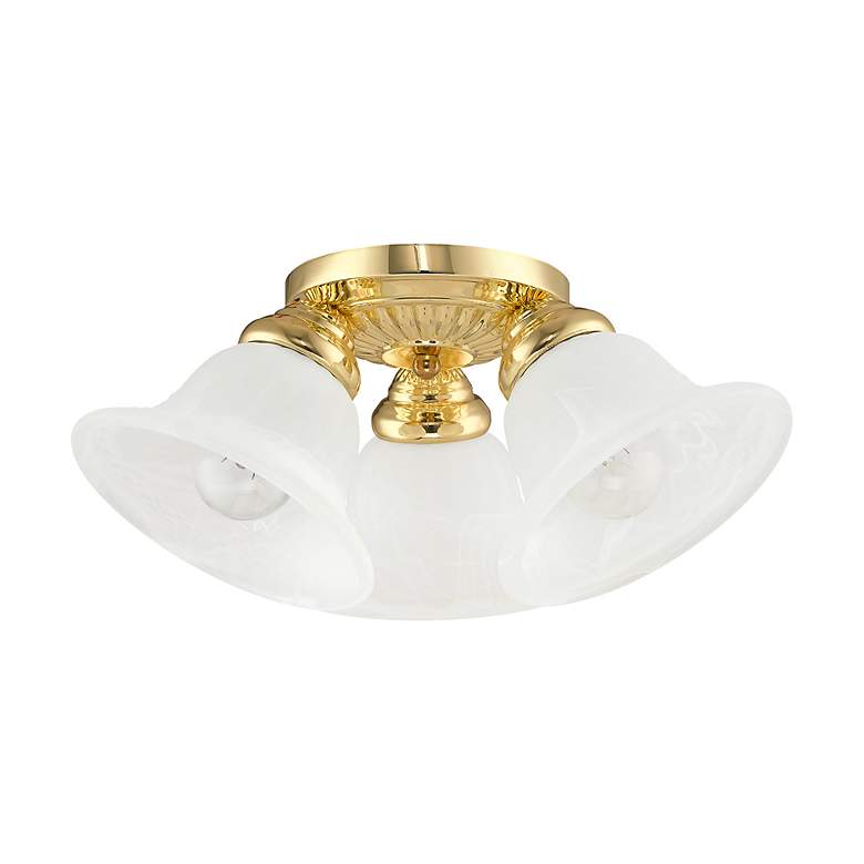Image 3 Edgemont Polished Brass 3 Light Alabaster Glass Semi-Flush Mount more views