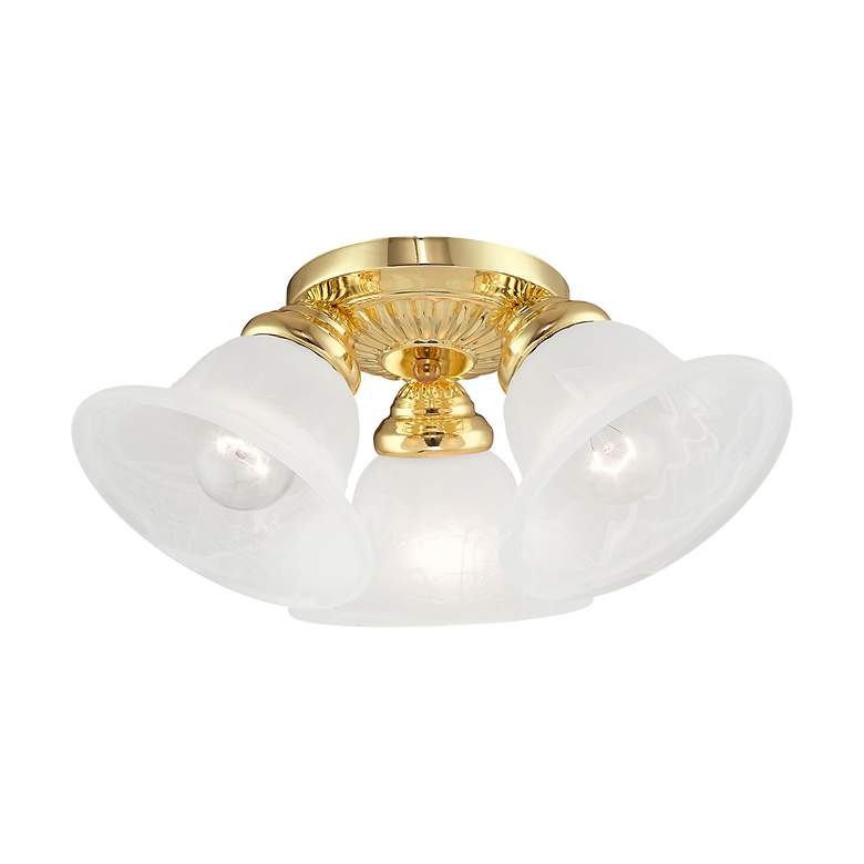 Image 4 Edgemont Polished Brass 3 Light Alabaster Glass Semi-Flush Mount more views