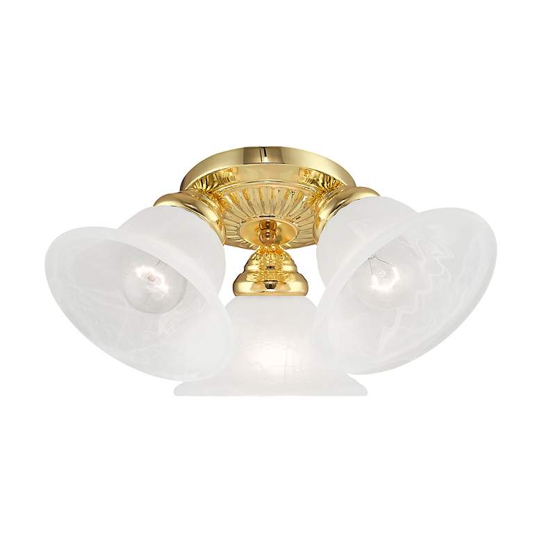Image 5 Edgemont Polished Brass 3 Light Alabaster Glass Semi-Flush Mount more views