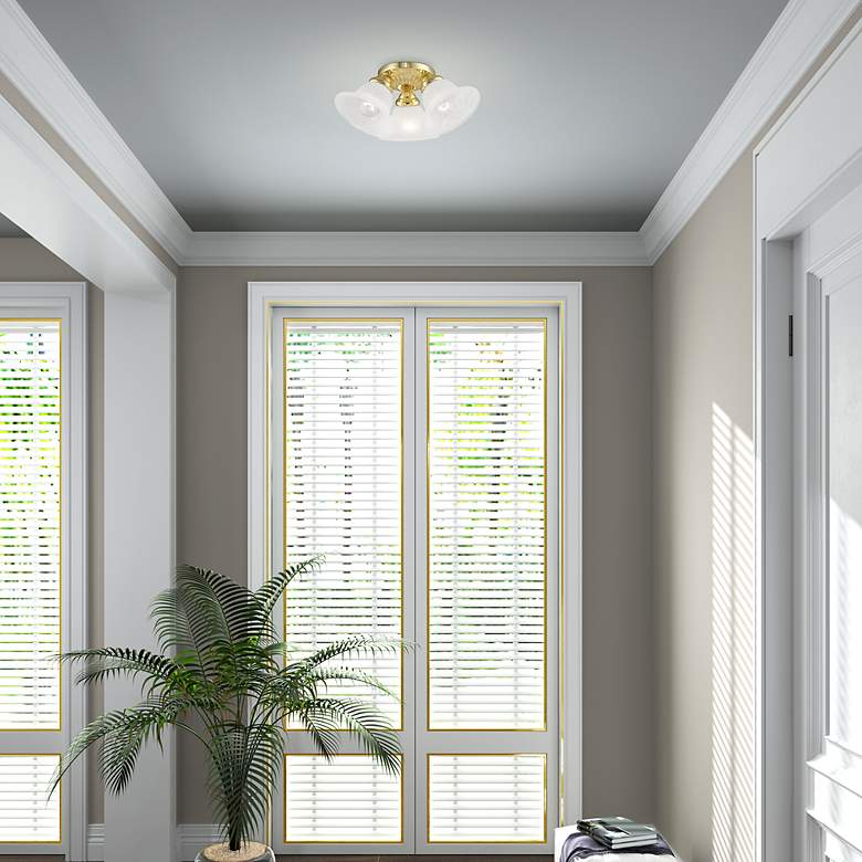 Image 6 Edgemont Polished Brass 3 Light Alabaster Glass Semi-Flush Mount more views