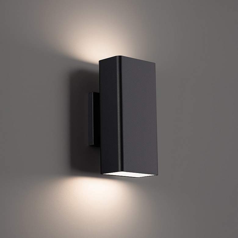 Image 1 Edgey 10"H x 2.75"W 2-Light Outdoor Wall Light in Black
