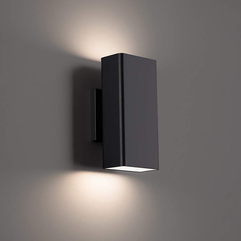 Image 1 Edgey 10"H x 2.75"W 2-Light Outdoor Wall Light in Black