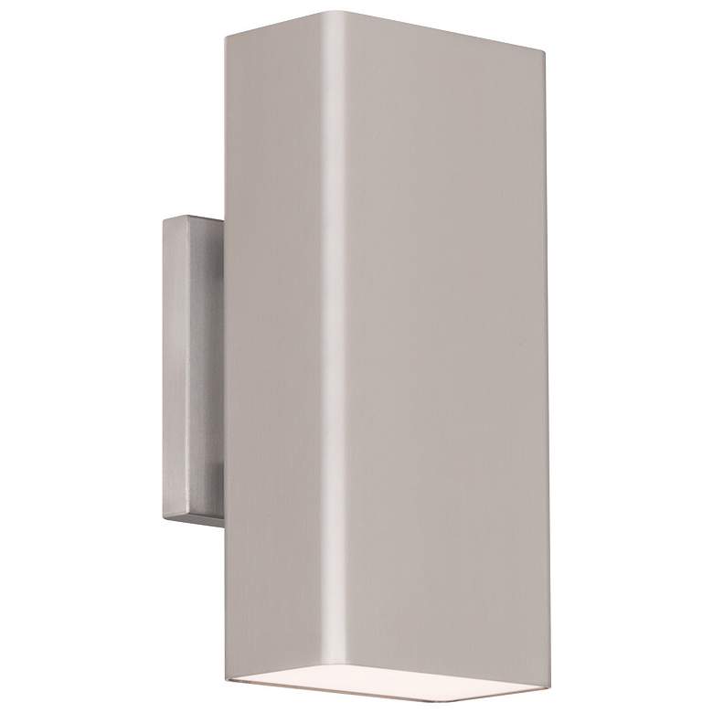 Image 2 Edgey 10"H x 2.75"W 2-Light Outdoor Wall Light in Brushed Aluminu