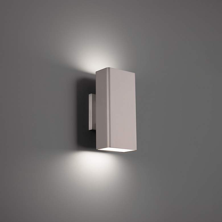 Image 1 Edgey 10"H x 2.75"W 2-Light Outdoor Wall Light in Brushed Aluminu