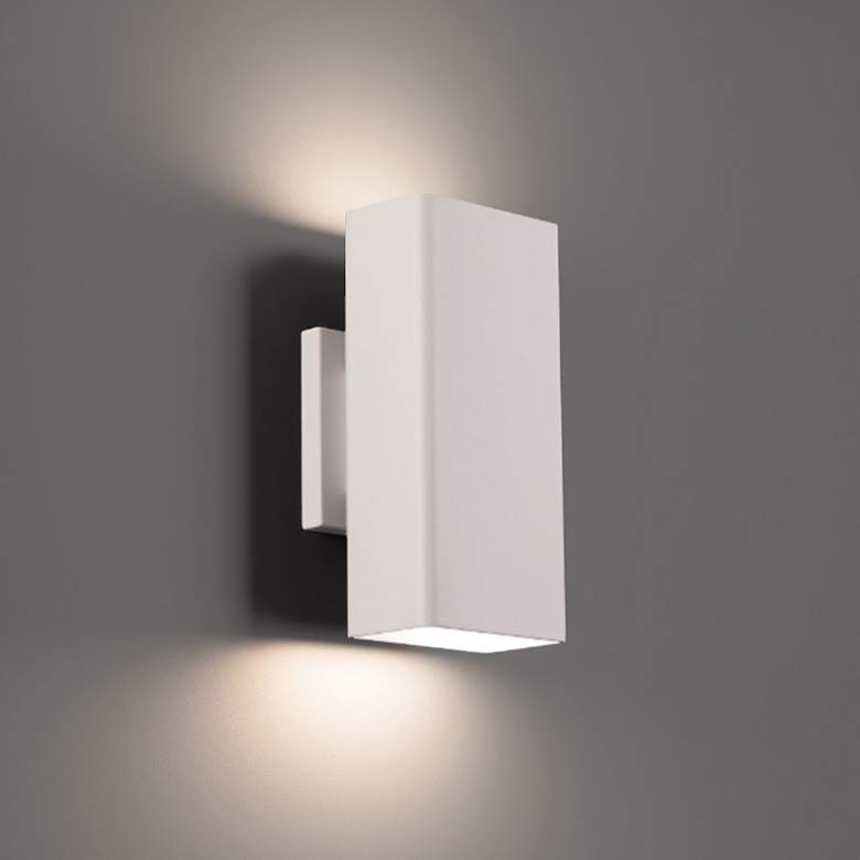 Image 1 Edgey 10"H x 2.75"W 2-Light Outdoor Wall Light in White