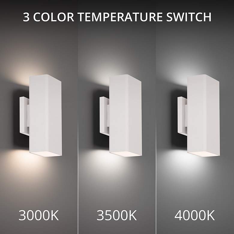 Image 3 Edgey 10"H x 2.75"W 2-Light Outdoor Wall Light in White more views