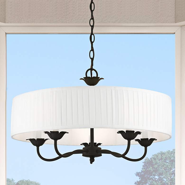 Image 2 Edinburgh 23" Wide Black 5-Light Drum Pendant