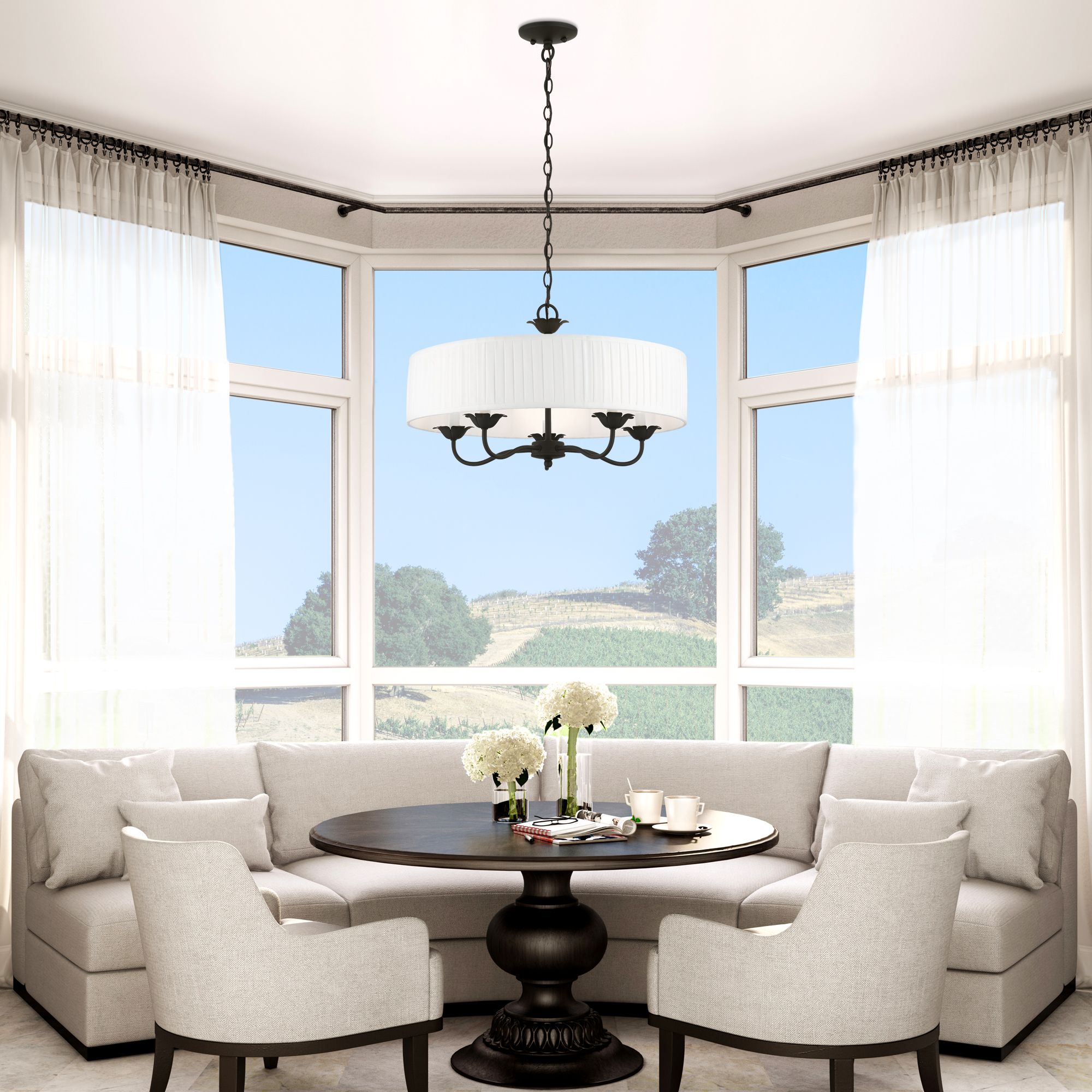 Edinburgh 23" Wide Black 5-Light Drum Pendant in scene