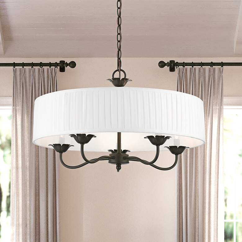 Image 2 Edinburgh 23" Wide English Bronze 5-Light Chandelier