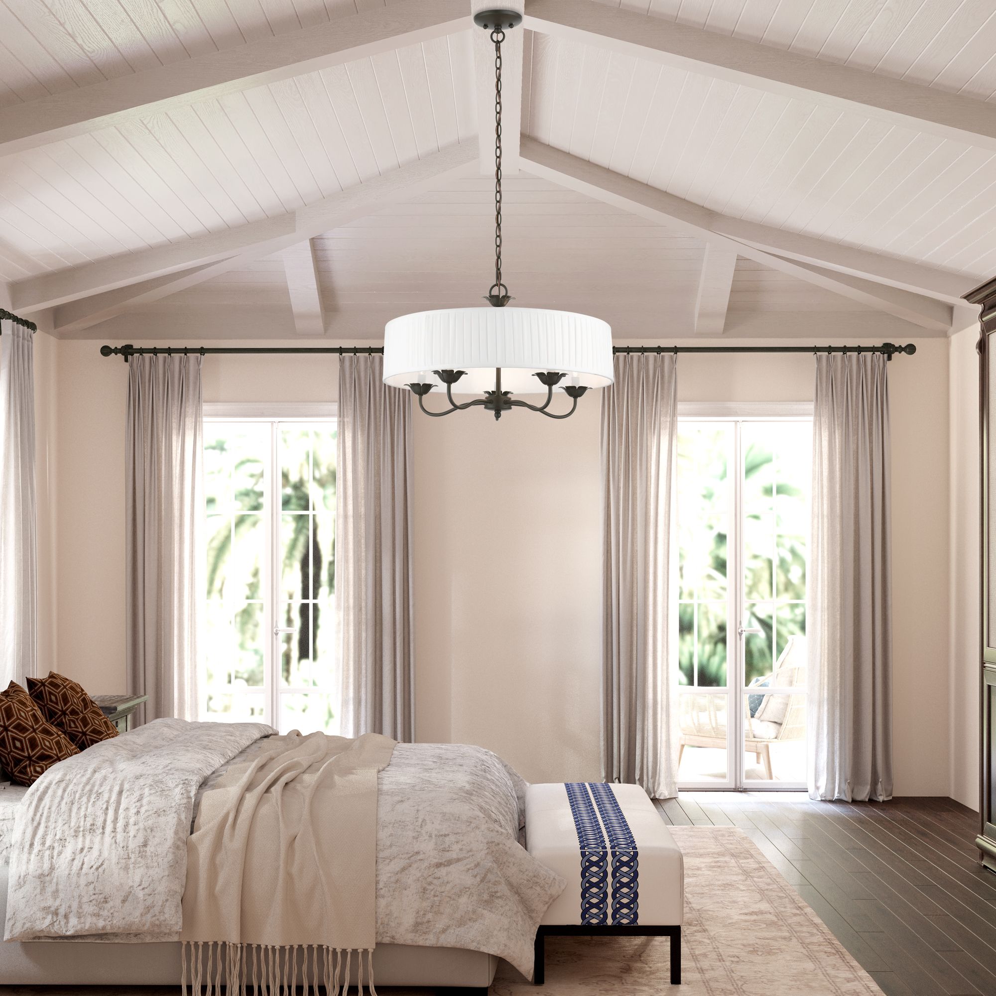 Edinburgh 23" Wide English Bronze 5-Light Chandelier in scene