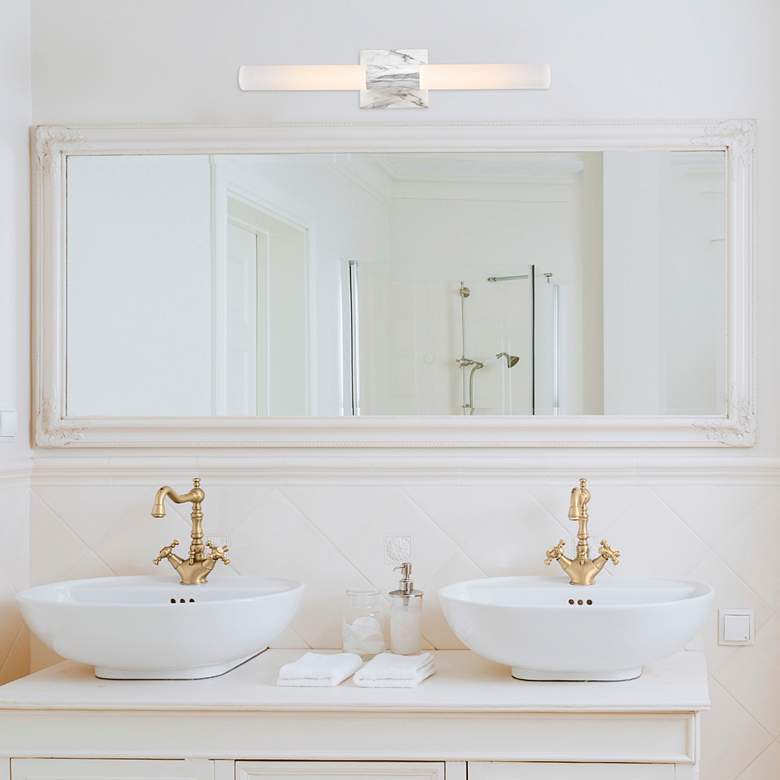 Image 7 Edinburgh 24" Wide White Faux Marble LED Vanity Light more views