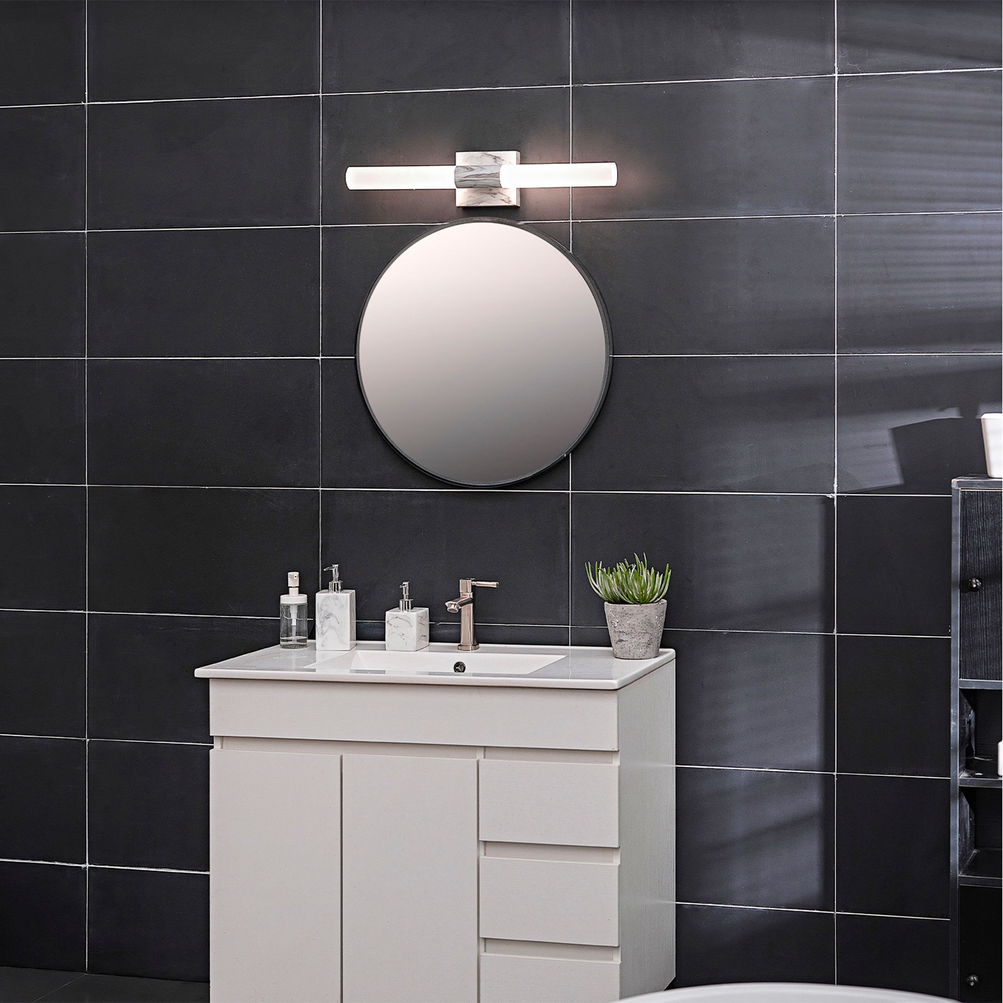 Edinburgh 24" Wide White Faux Marble LED Vanity Light in scene
