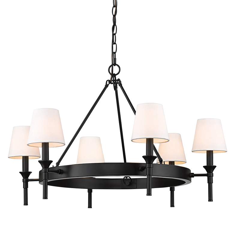 Image 2 Edinburgh 30 inch Wide Matte Black Metal 6-Light Chandelier