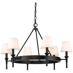 Edinburgh 30" Wide Matte Black Metal 6-Light Chandelier