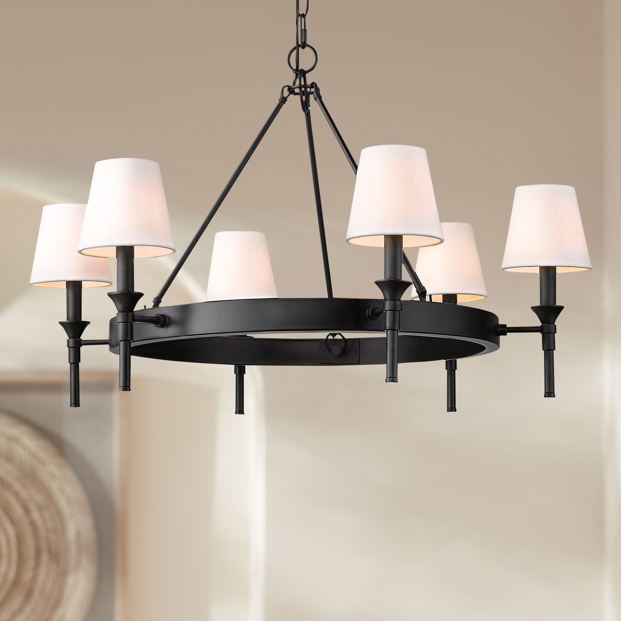 black wide chandelier