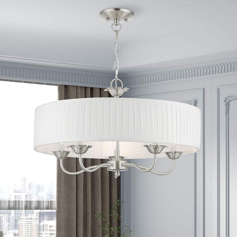 Image 1 Edinburgh 5 Light Brushed Nickel Pendant