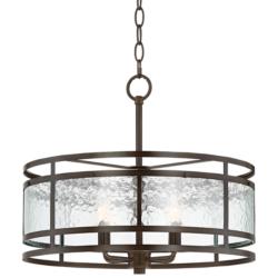Edinger 20&quot; Wide Textured Glass and Oil-Rubbed Bronze Metal Pendant