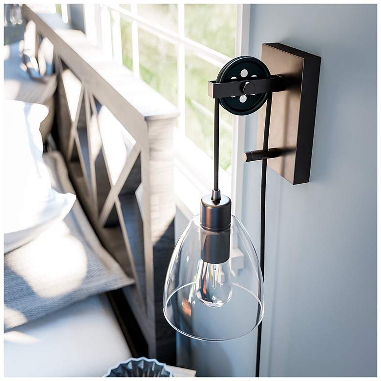 Image 6 Edis 11.5" High Oil Rubbed Bronze Plug-In Wall Sconce more views