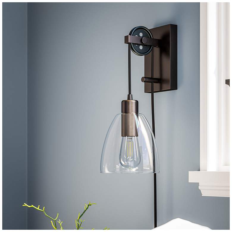 Image 7 Edis 11.5" High Oil Rubbed Bronze Plug-In Wall Sconce more views
