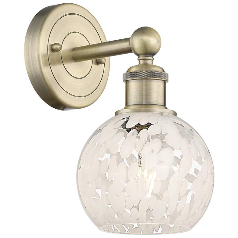 Image 1 Edison 10.25" High Antique Brass Sconce With White Mouchette Shade