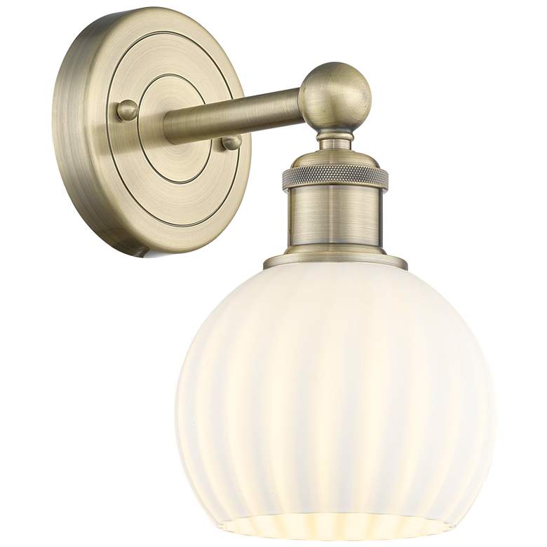 Image 1 Edison 10.25" High Antique Brass Sconce With White Venetian Shade