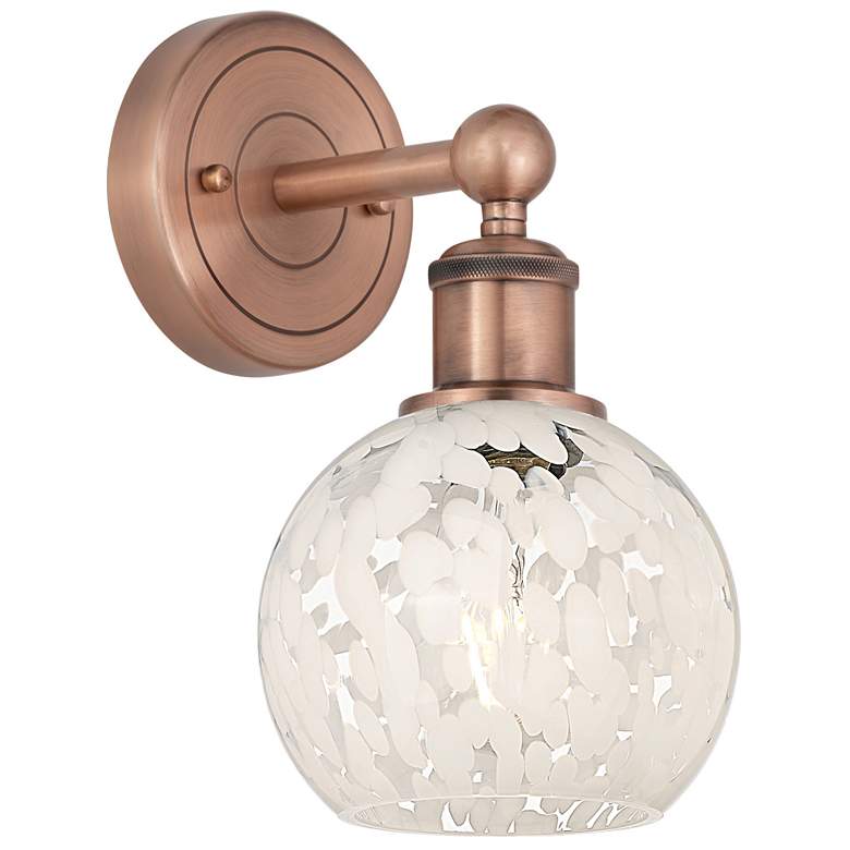 Image 1 Edison 10.25" High Antique Copper Sconce With White Mouchette Shade